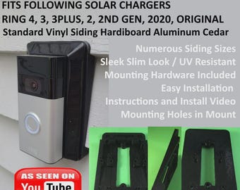 Solar Charger MOUNT for Ring Original, Ring 2, 2nd Gen (2020), 3, Video Doorbell 3 Plus, 4, and Battery Doorbell For siding