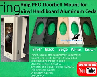 RING Wired doorbell PLUS / (aka video doorbell pro 1 ) PREMIUM Mount for Vinyl, Hardi board, Aluminum, Cedar [choose size color]