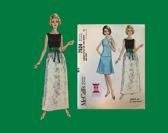 1964 Classic McCalls Pattern #7524, Teen/Junior Party Dresses, Size 11-13, Cut Complete