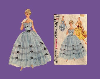 1954 Simplicity #4968, Size: 14, Prom Evening Dress, Cut