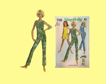 1967 Classic Simplicity Pattern #7133, Jiffy Jump-suit/Romper in two lengths, Size 10, Cut Complete
