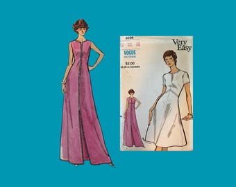 1972 Classic Vogue Pattern #8296, Misses Dress in two lengths, Size 12, Factory Folds