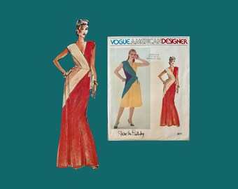 1970s Classic Vogue Pattern #2517, Vogue American Designer Diane Von Furstenberg wrap dress, size 14, Factory folds