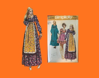 1971 Classic Simplicity Pattern #9486, Granny Dress, Size 10, Cut Complete