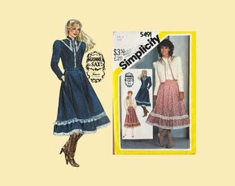 1982 Classic Simplicity Pattern #5491, Gunne Sax Set, Size 14, Cut Complete