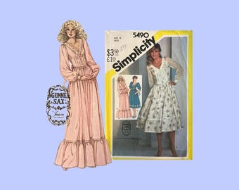 1982 Classic Simplicity Pattern #5490, Gunne Sax Dress, Size 14, Factory Folds