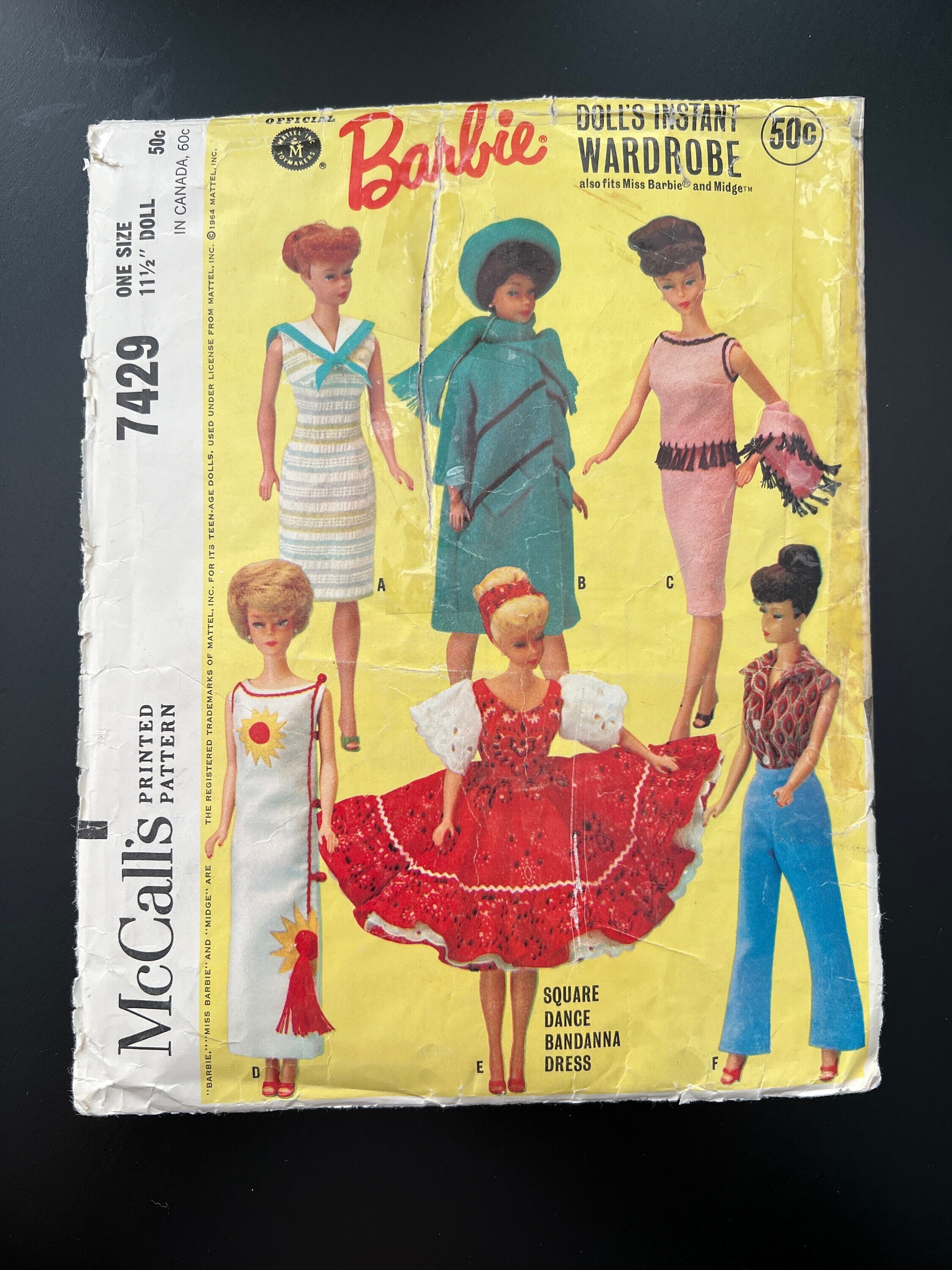 Vintage Barbie Doll Clothes Pattern Mccalls 7429 Matel Etsy