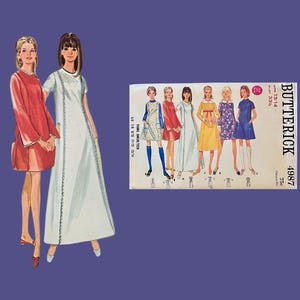 Vintage Butterick Printed  Pattern #4987 Size 13/14 1968 A Line Dress Pattern Jumper Pattern Maxi Dress Junior Dresses Uncut Factory Folds