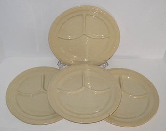 4 Syracuse China Beige Geteilte Grillplatten Restaurant Diner Econo-Rim