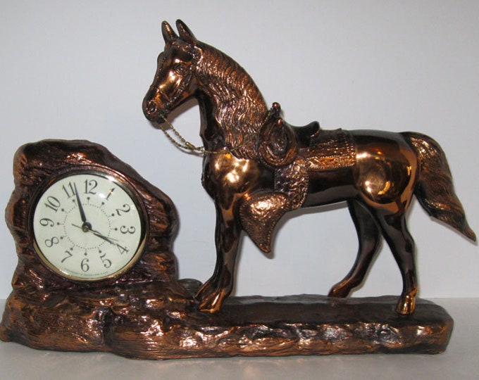 Antique Copper Plated Horse Mantle Clock William L. Gilbert Sessions Etsy