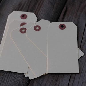 50 large manila shipping tags 4 3/4&quot; x 2 3/8&quot;, blank paper tags, #5 hang tags, inventory tags, gift tags