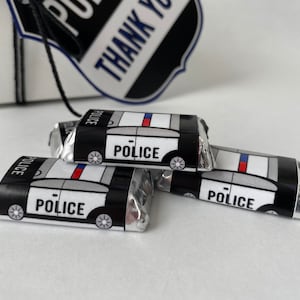 Téléchargement instantané d'emballage de bonbons pour voiture de police, appréciation d'un policier, police à imprimer