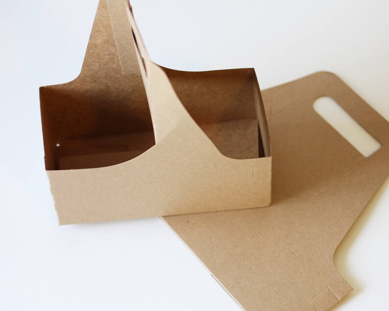 Kraft Drink Carrier 6 Plain Kraft Paper Drink Carrier Gift Etsy