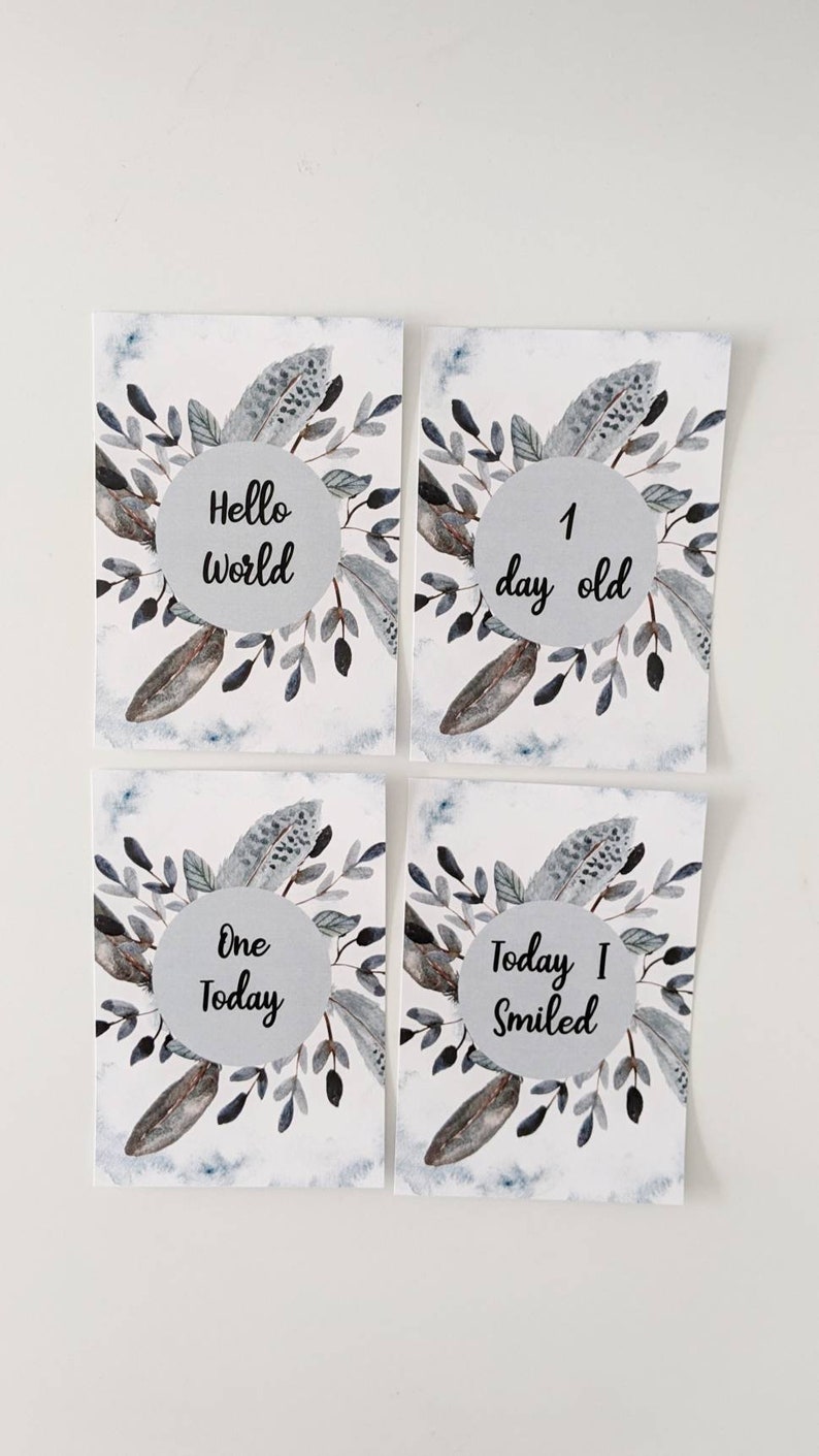 Baby Shower Gift 40 Milestone Moments Milestone cards New baby gift Digital Download Feather Baby Milestone Cards DIY Baby Photo Props