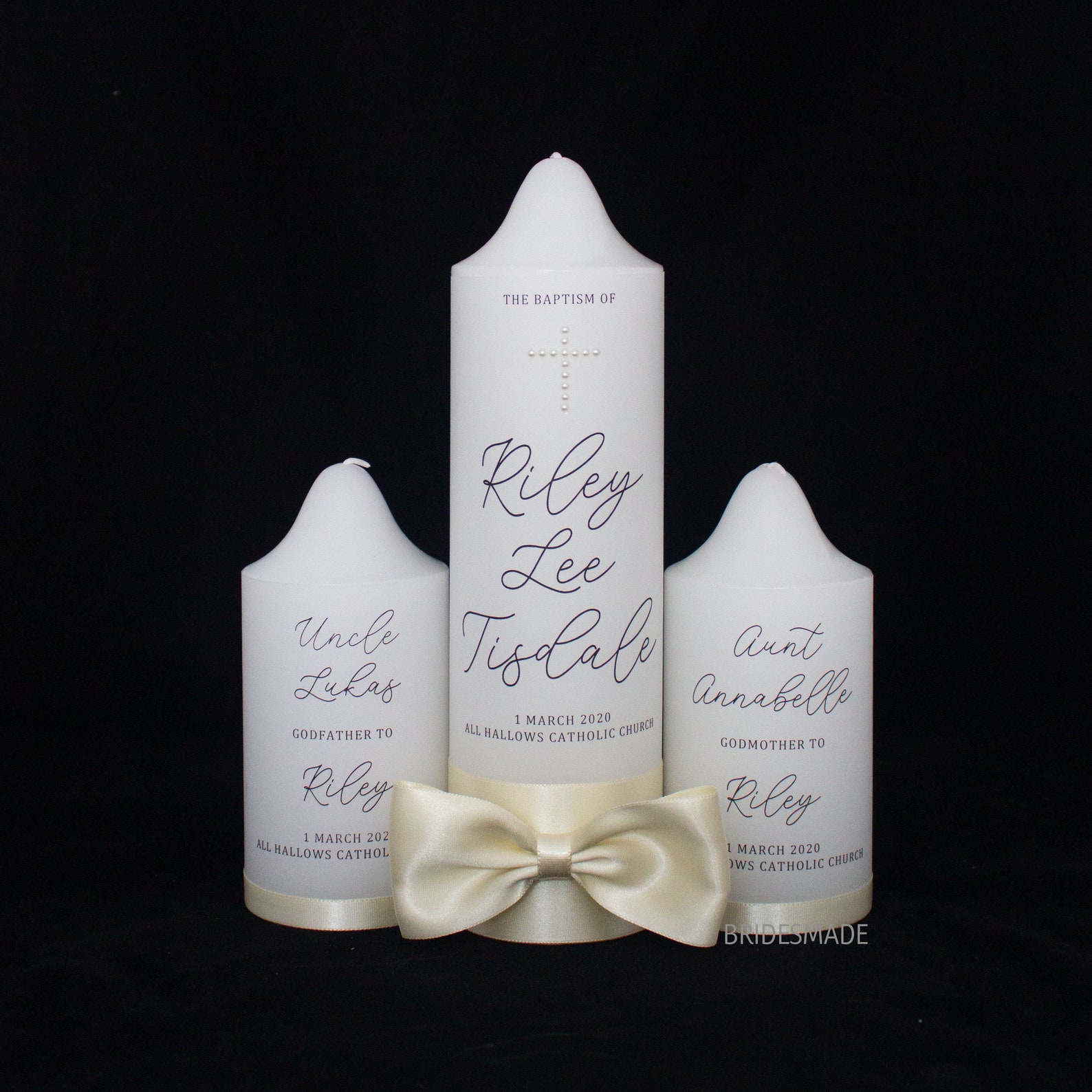 Baptism Candle Set Christening Candles Set Personalised Etsy