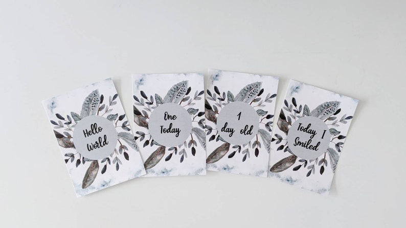 Baby Shower Gift 40 Milestone Moments Milestone cards New baby gift Digital Download Feather Baby Milestone Cards DIY Baby Photo Props