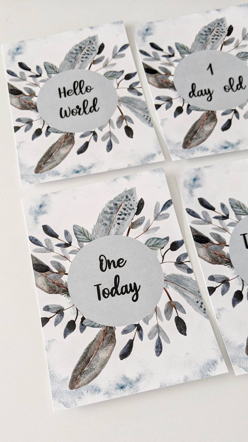 Baby Shower Gift 40 Milestone Moments Milestone cards New baby gift Digital Download Feather Baby Milestone Cards DIY Baby Photo Props