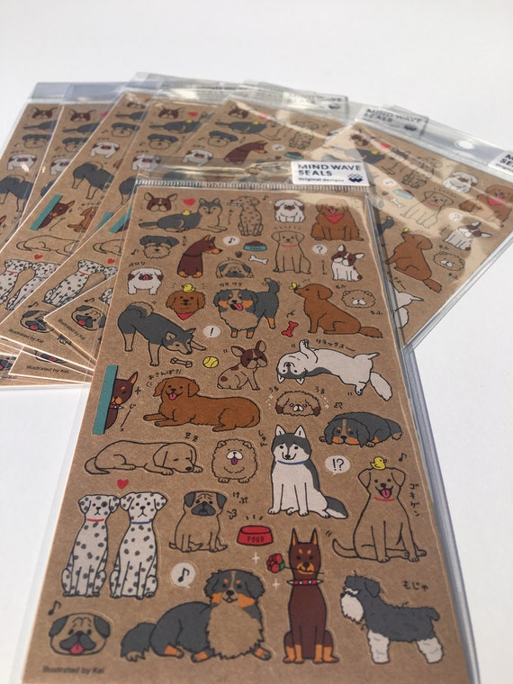 Dog Die Cut Stickers Mind Wave Seals Illustrated By Kei Etsy