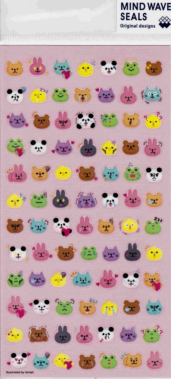 Kawaii Animal Emoji Stickers Mind Wave Seals Die Cut Etsy