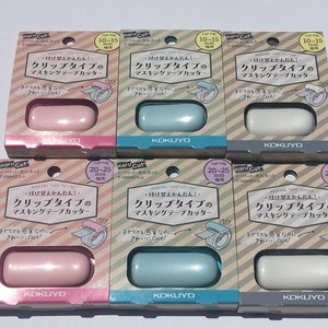 Kokuyo Washi Tape Cutter Karu-Cut Straight Edge Clip-on Scissors Pink, Blue or White image 2