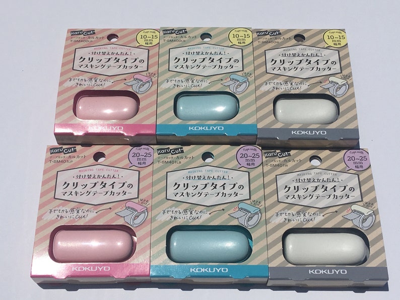 Kokuyo Washi Tape Cutter Karu-Cut Straight Edge Clip-on Scissors Pink, Blue or White image 2