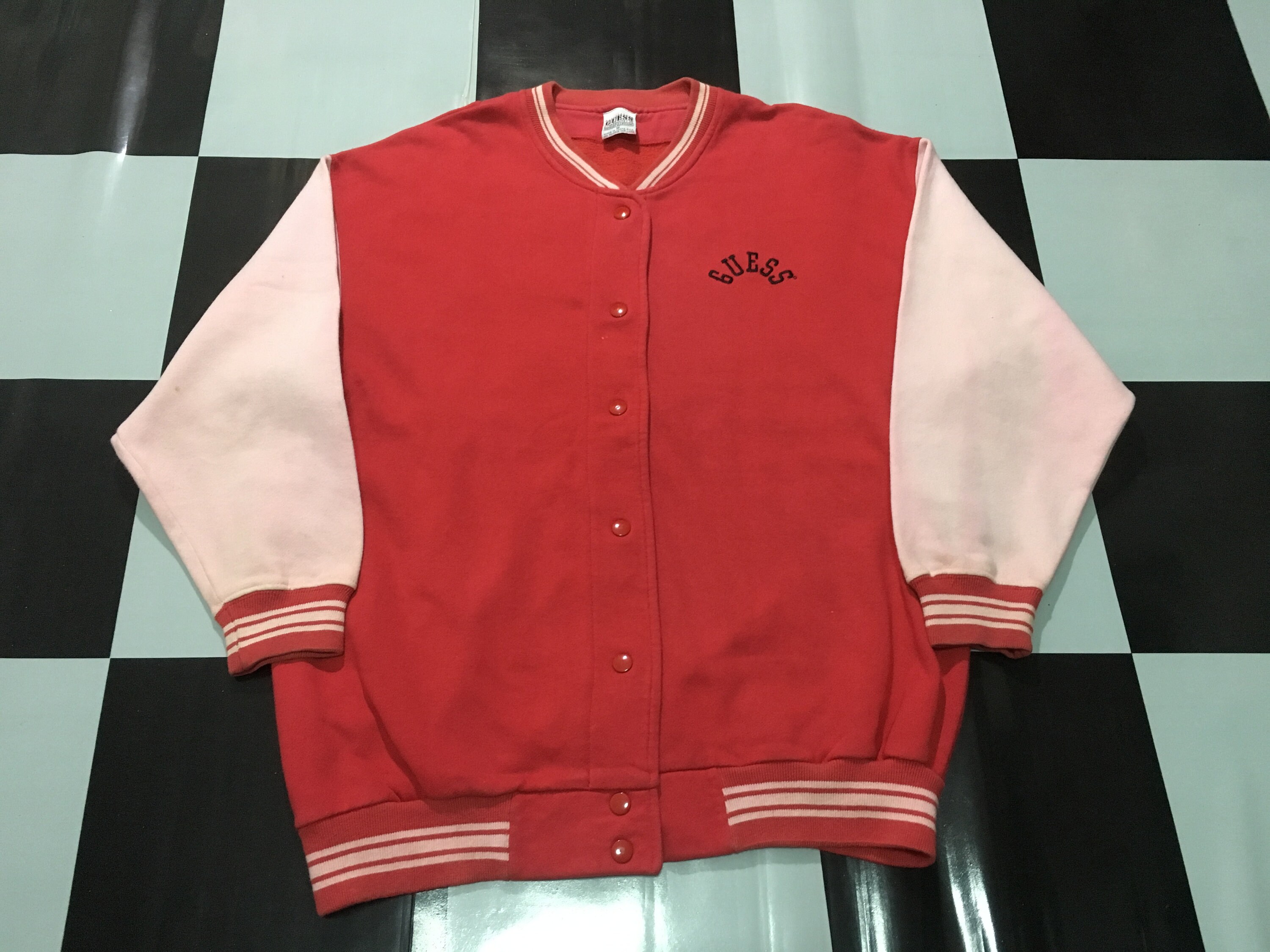 Vintage Guess varsity bomber jacket big logo spell out | Etsy