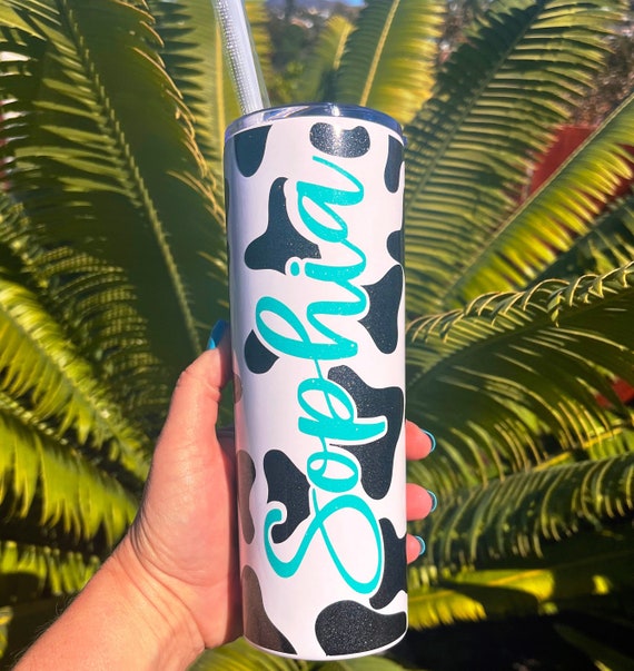 Custom Glitter Cow Print Tumblers