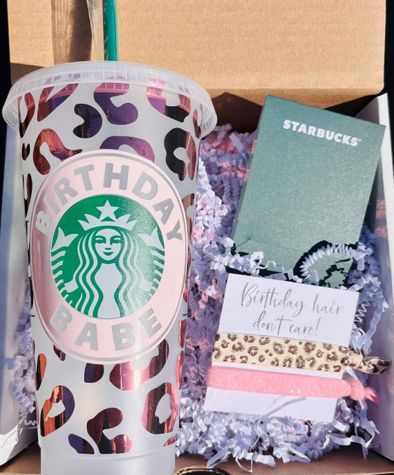 Starbucks Leopard Birthday Gift Box, Starbucks Cup Gift Set, Personalized Gift  Box, Gift for Her Birthday, 
