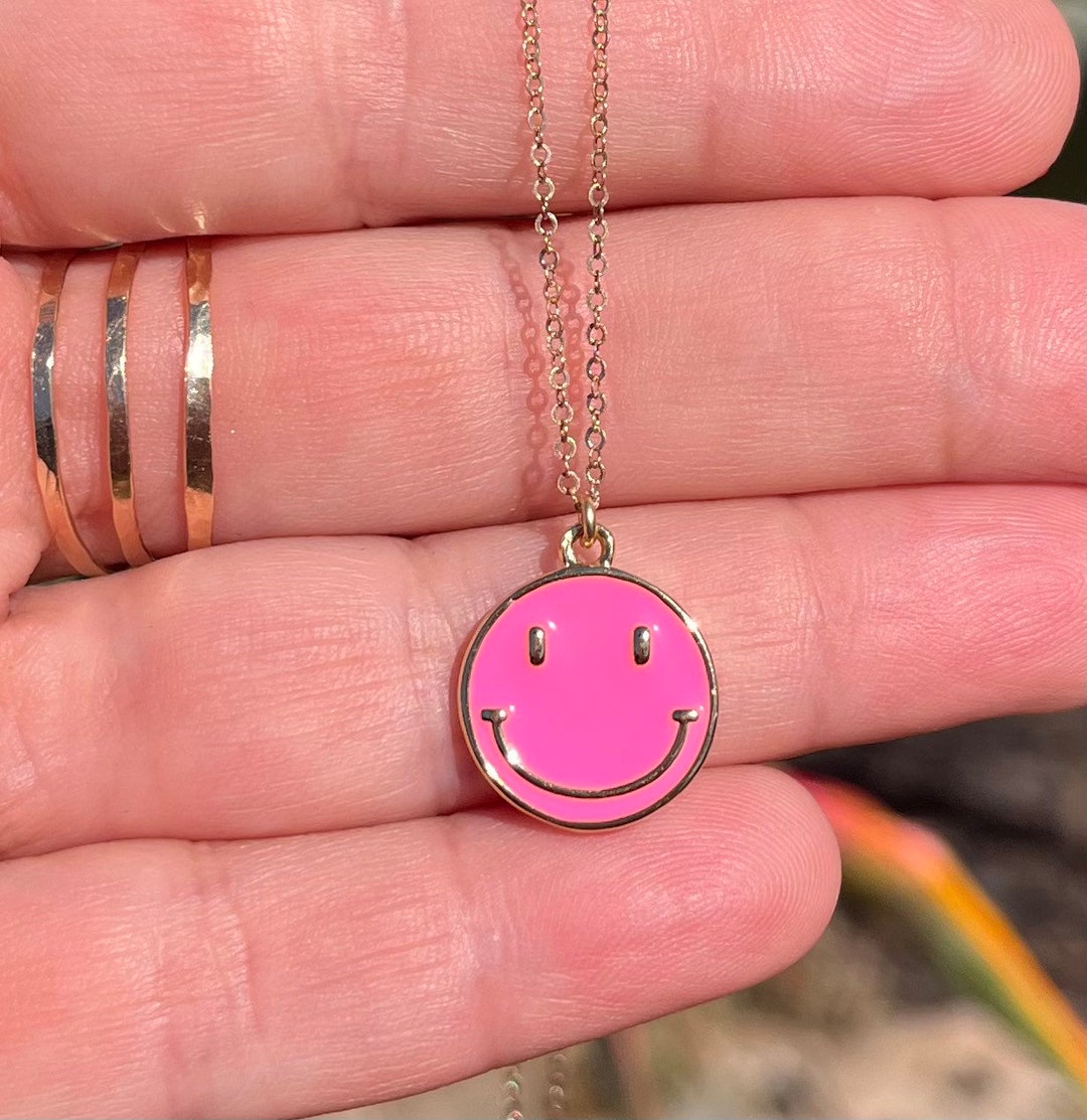 Gold Filled Smiley Face Necklace Happy Face Necklace Etsy