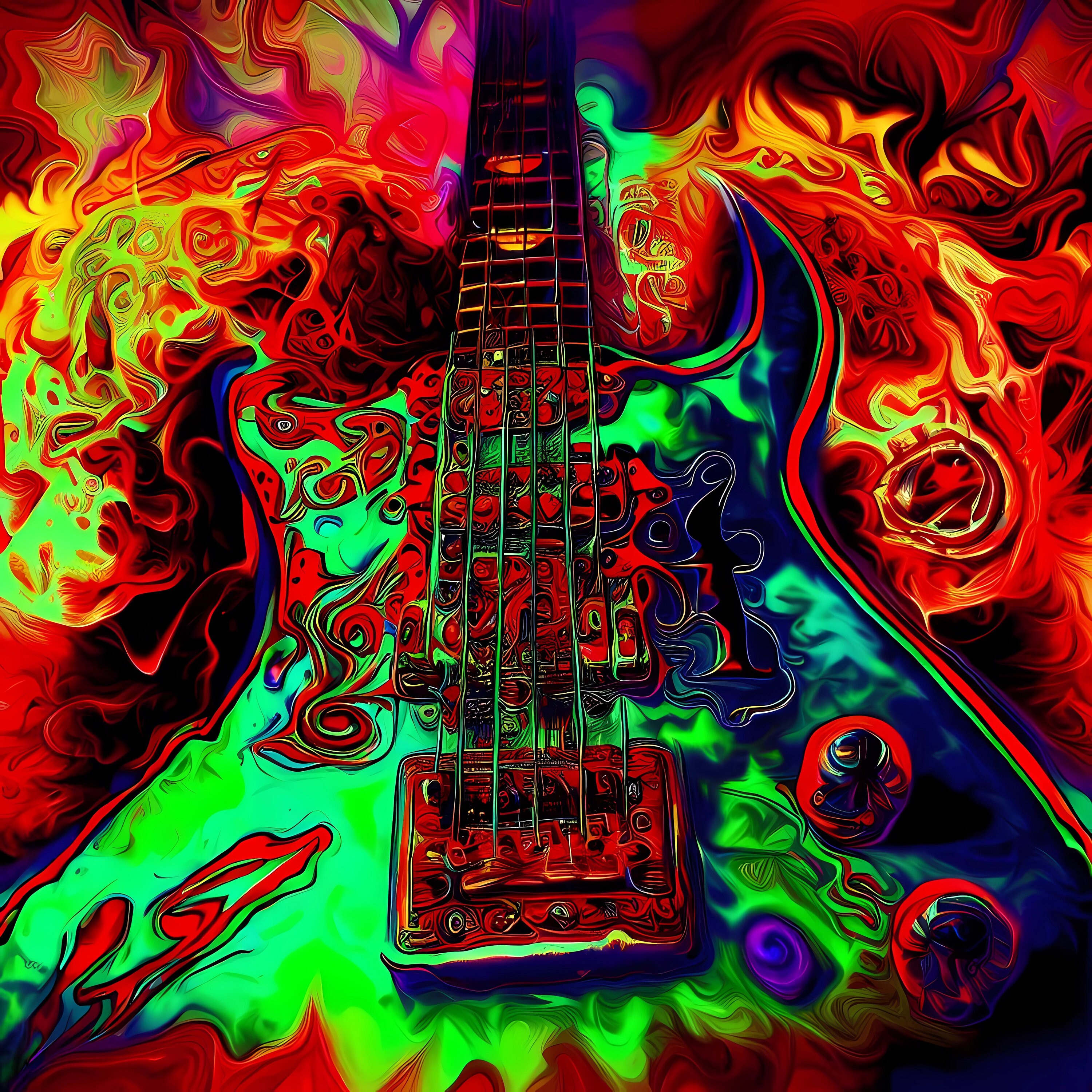 Psychedelic Metal Guitar Art Etsy Canada