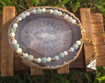 Natural Power Bracelet/Anklet with Amazonite x Shell