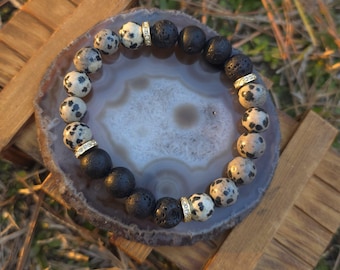 Balanced Joy Bracelet with Dalmatian Jasper - Diffuser Jewelry