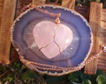 Rose Quartz Heart Necklace - Pure Love