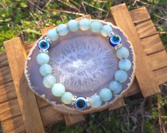 Expressive Protection Bracelet with Agate- Nazar Evil Eye