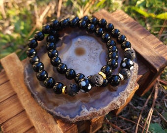 Conta Di Ojo Bracelet with Obsidian x Lava Rock - Diffuser Jewelry