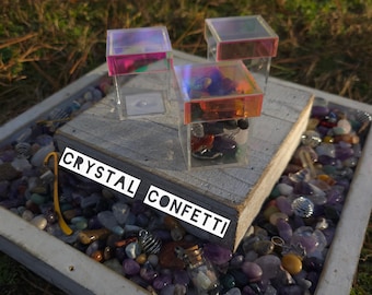 Crystal Confetti Filled Iridescent Cube