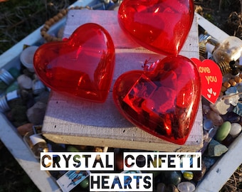 Crystal Confetti Filled Valentines Heart Ornament - Small or Medium