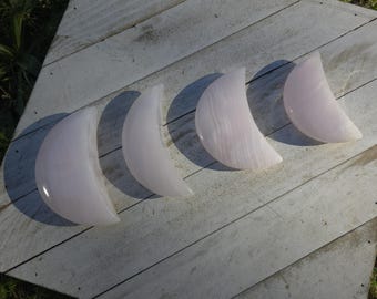 Pink Mangano Calcite Crescent Moon - UV Reactive Crystal