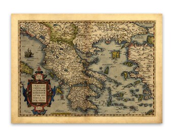 Map of Greece Antique Map Wall Art GREECE MAP Professional Reproduction Historical Greek Map