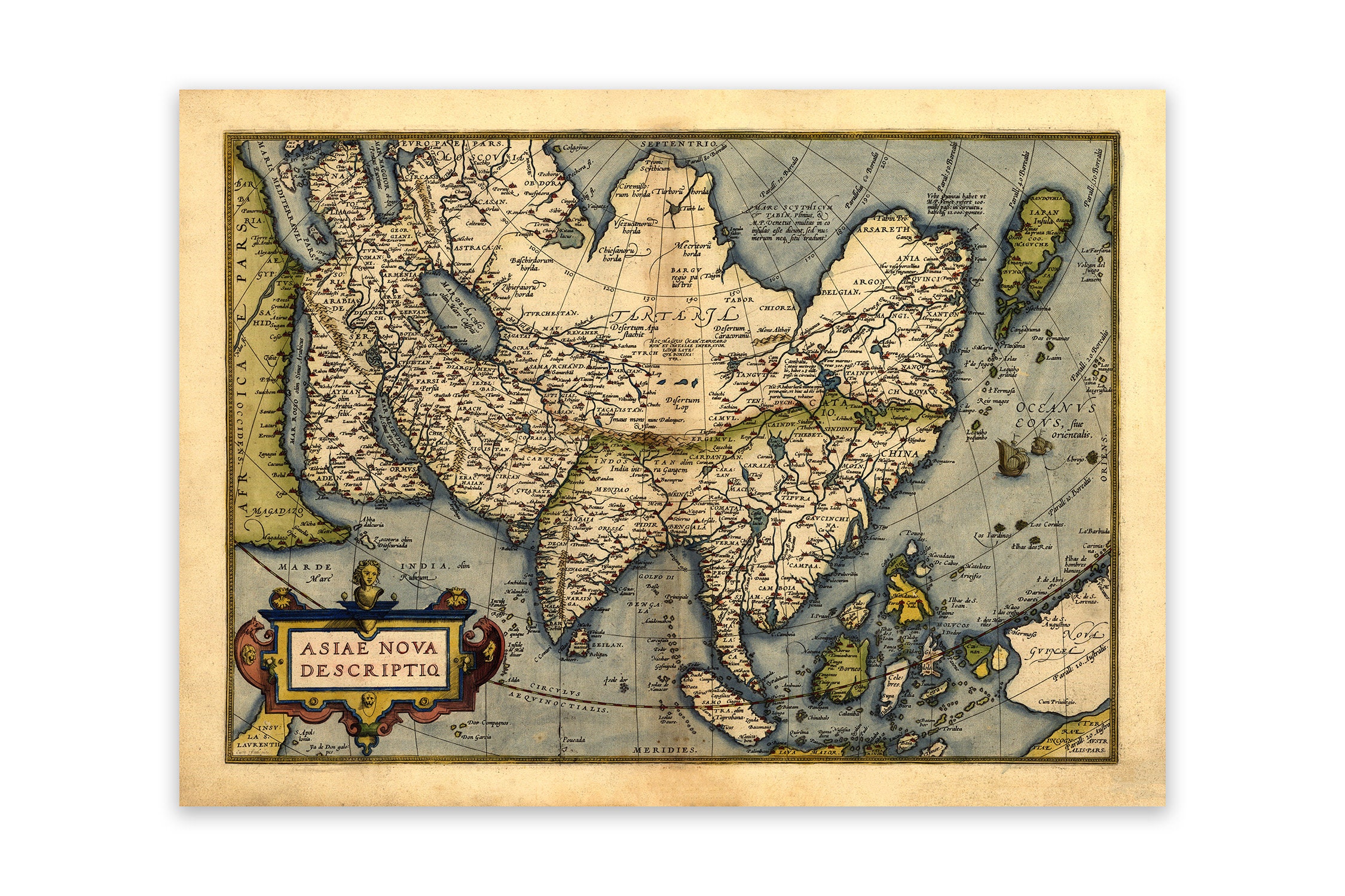 Buy Ancient Map of Asia, 16th Century Cartography Decor, Vintage