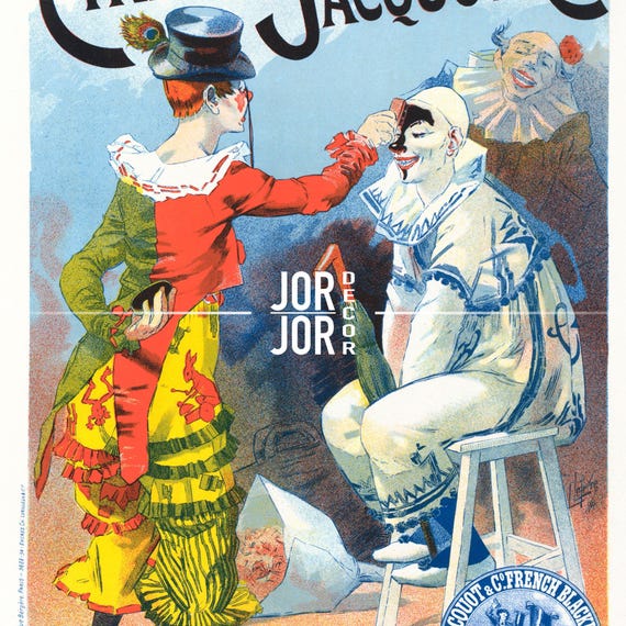 French Circus Poster – Vintage Clown Advertising Art Print by