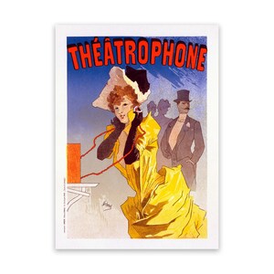 French Theatrophone Advertising Poster By Jules Cheret, 19th Century Belle Époque Home Decor, Vintage Style Art Nouveau Print