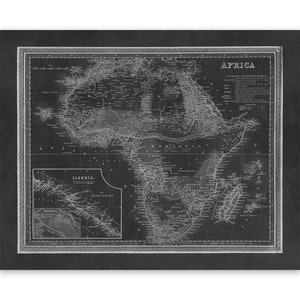Antique Map of Africa, 19th Century Cartography Home Decor, Vintage Style Print Circa 1800s