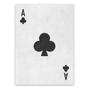 Ace Of Clubs Playing Card Print, Deck Of Cards Poster, Poker Room Decor, Premium Vintage Style Giclee Print