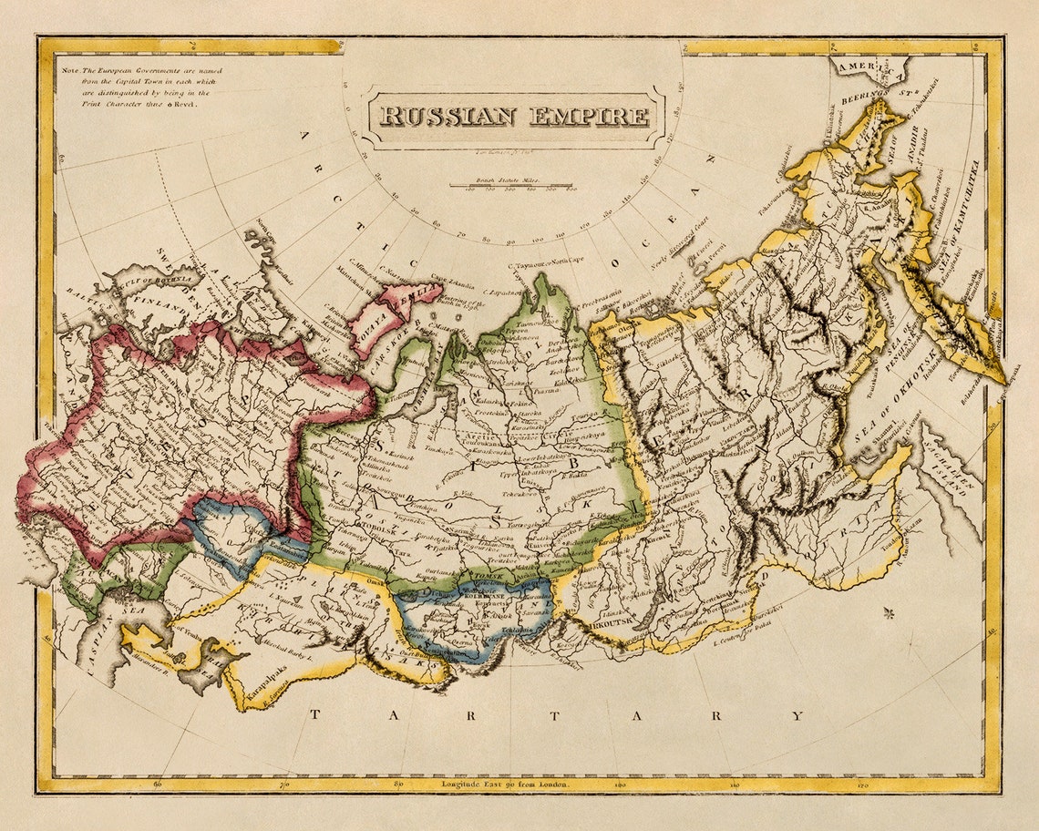 Russia Empire Map Circa 1817 1800s Old Russian Empire | Etsy