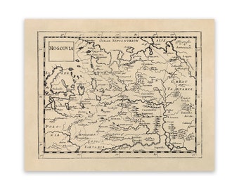 Old Map of Moscow Russia, Vintage Style Print Circa 1600s