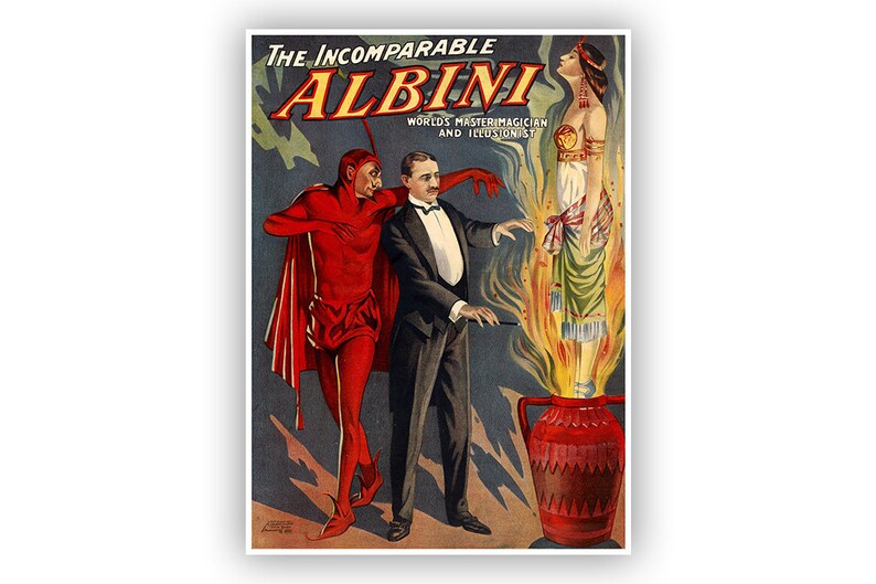 Kellar The Magician vintage magic circus poster repro 16x24