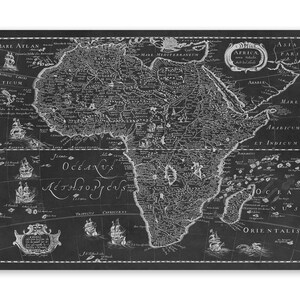 Antique Map of Africa, 17th Century Home Decor, Vintage Style Print Circa 1600s, 3 Color Options