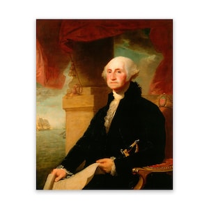 Portrait de George Washington, oeuvre d&#39;art murale présidentielle américaine historique, reproduction d&#39;impression premium