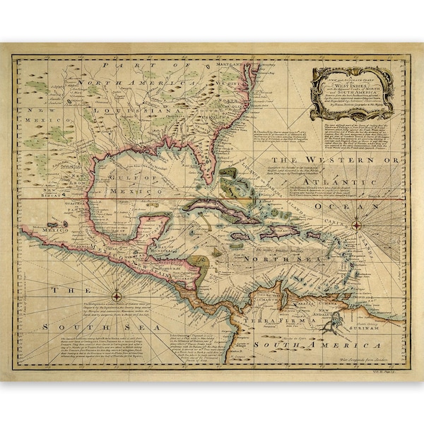Antique West Indies Map Print: 18th Century Caribbean Cartography